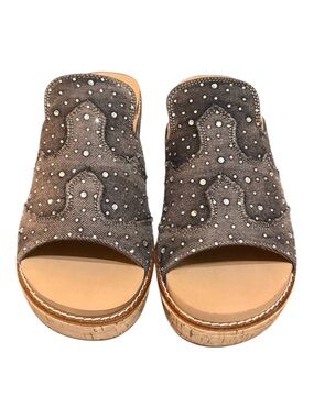 Corkys Black Rhinestone Wedge Slide Sandals Women’s Size 10 | New Without Box